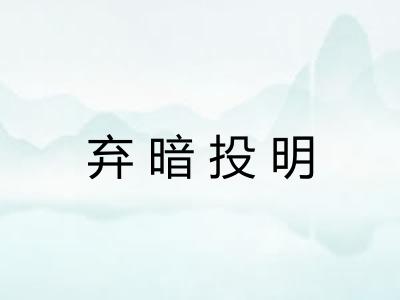 弃暗投明 弃暗投明