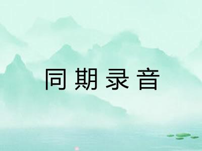 同期录音 同期录音