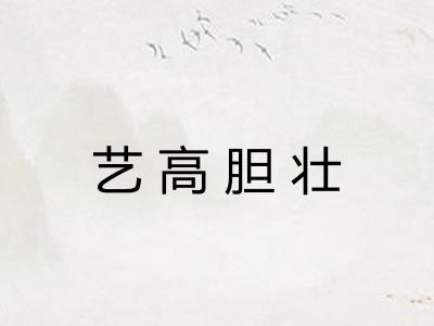 艺高胆壮 艺高胆壮