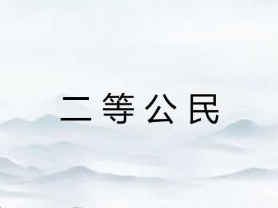 二等公民 二等公民