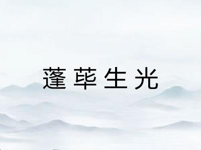 蓬荜生光 蓬荜生光