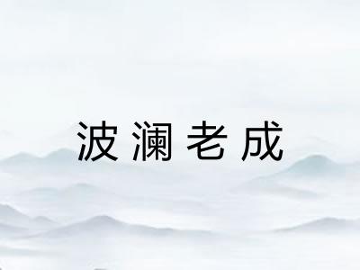 波澜老成 波澜老成