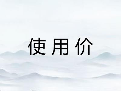 使用价 使用价