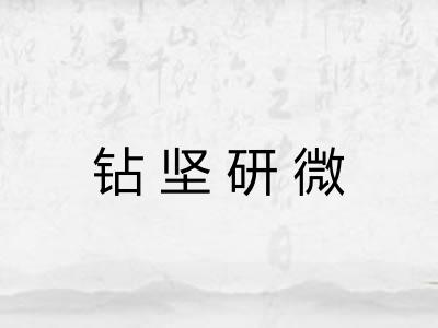 钻坚研微 钻坚研微