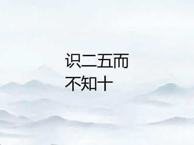识二五而不知十 识二五而不知十