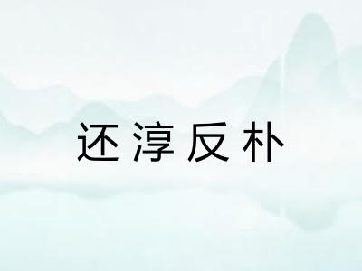 还淳反朴 还淳反朴