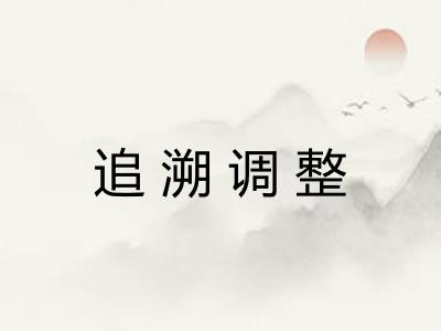 追溯调整 追溯调整