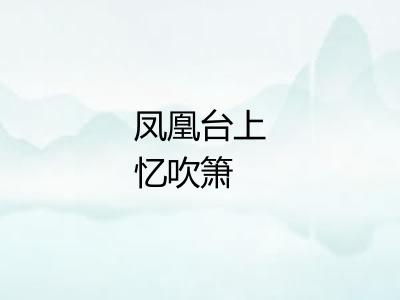 凤凰台上忆吹箫 凤凰台上忆吹箫