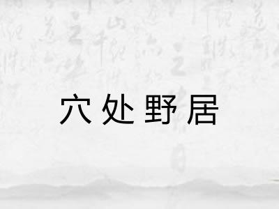 穴处野居 穴处野居