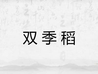 双季稻 双季稻
