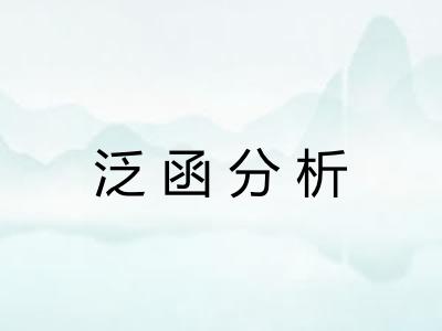 泛函分析 泛函分析