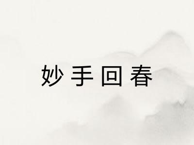 妙手回春 妙手回春