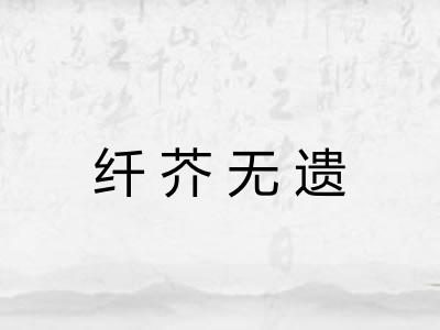 纤芥无遗 纤芥无遗