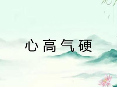 心高气硬 心高气硬