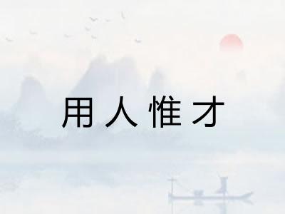 用人惟才 用人惟才