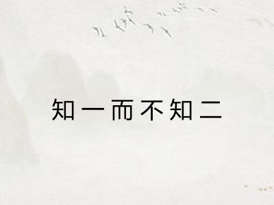 知一而不知二 知一而不知二