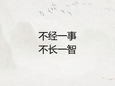 不经一事不长一智 不经一事不长一智