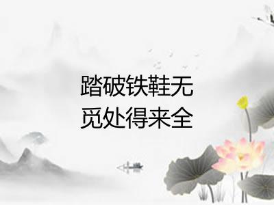 踏破铁鞋无觅处得来全不费功夫 踏破铁鞋无觅处得来全不费功夫