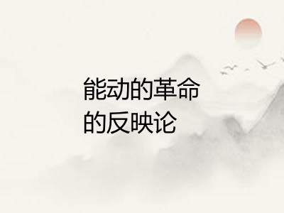 能动的革命的反映论 能动的革命的反映论