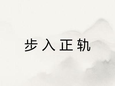 步入正轨 步入正轨