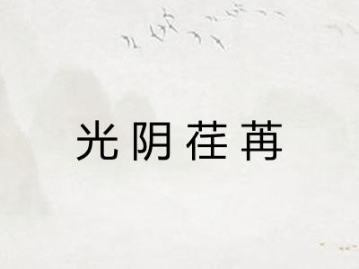 光阴荏苒 光阴荏苒