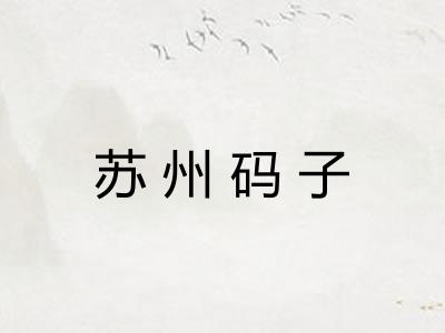 苏州码子 苏州码子