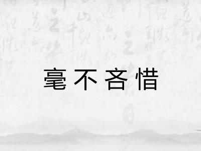 毫不吝惜 毫不吝惜
