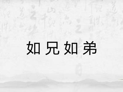 如兄如弟 如兄如弟