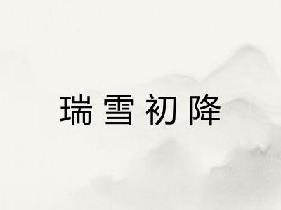 瑞雪初降 瑞雪初降
