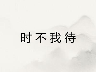 时不我待 时不我待