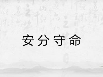 安分守命 安分守命