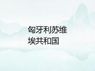 匈牙利苏维埃共和国 匈牙利苏维埃共和国