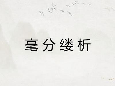 毫分缕析 毫分缕析