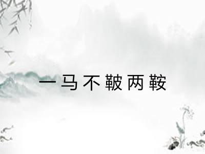 一马不鞁两鞍 一马不鞁两鞍