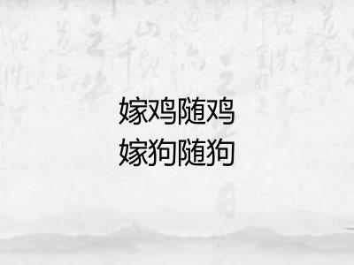 嫁鸡随鸡嫁狗随狗 嫁鸡随鸡嫁狗随狗