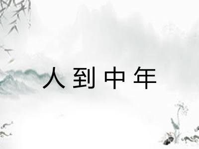 人到中年 人到中年