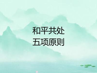 和平共处五项原则 和平共处五项原则