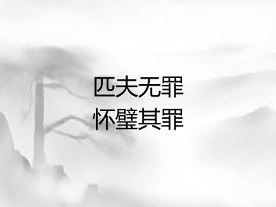 匹夫无罪怀璧其罪 匹夫无罪怀璧其罪