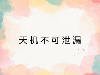 天机不可泄漏 天机不可泄漏