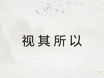 视其所以 视其所以