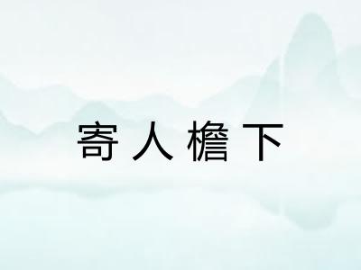 寄人檐下 寄人檐下