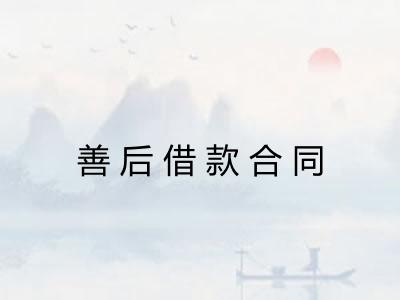 善后借款合同 善后借款合同