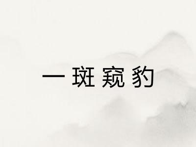 一斑窥豹 一斑窥豹