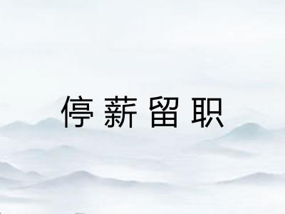 停薪留职 停薪留职