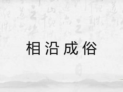 相沿成俗 相沿成俗