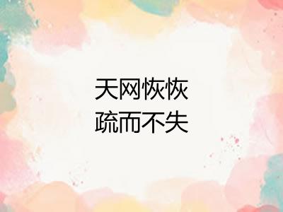 天网恢恢疏而不失 天网恢恢疏而不失