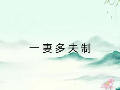 一妻多夫制 一妻多夫制